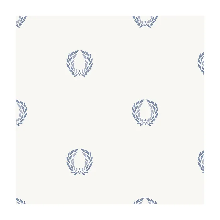 In Register Laurel Leaf Wallpaper White, Navy, blue Norwall Wallcovering IM36407