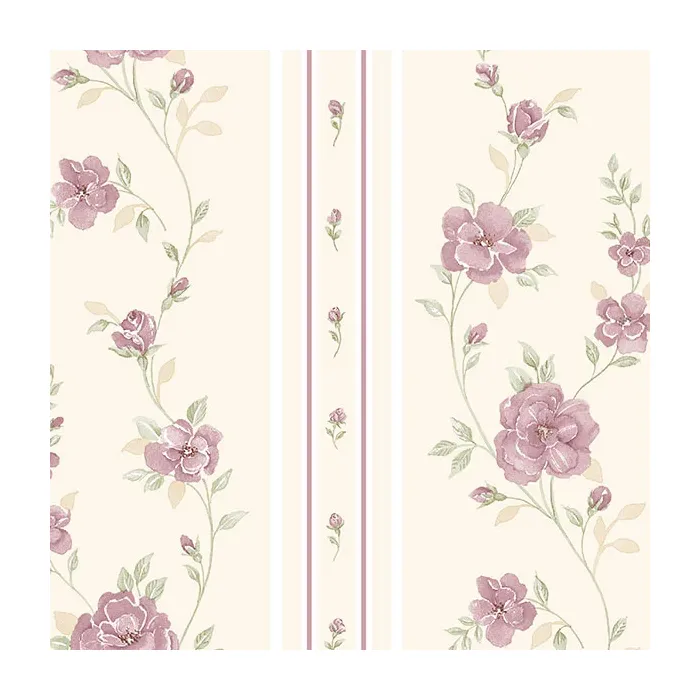 In Register Rose Stripe Wallpaper Cream, Pink, Green Norwall Wallcovering IM36410