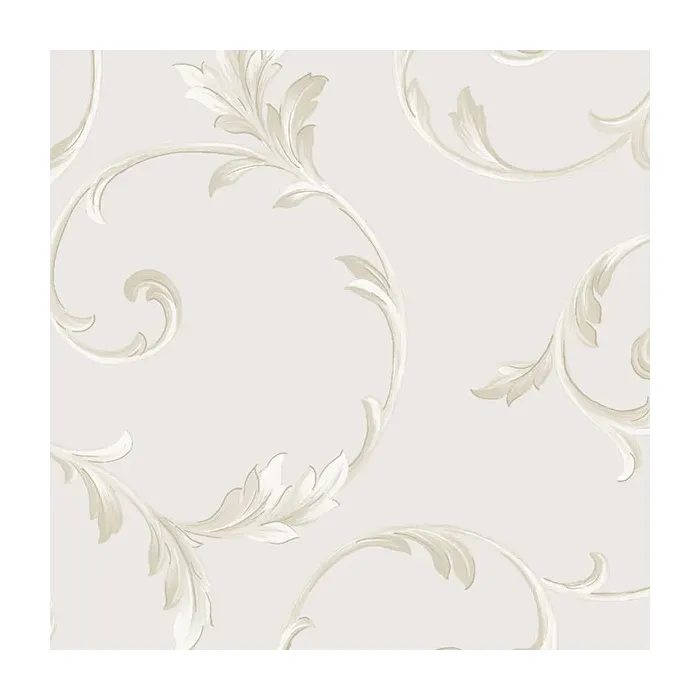 In-register Scroll Wallpaper Light Beige, Taupe, Metallic Gold Norwall Wallcovering IM36417