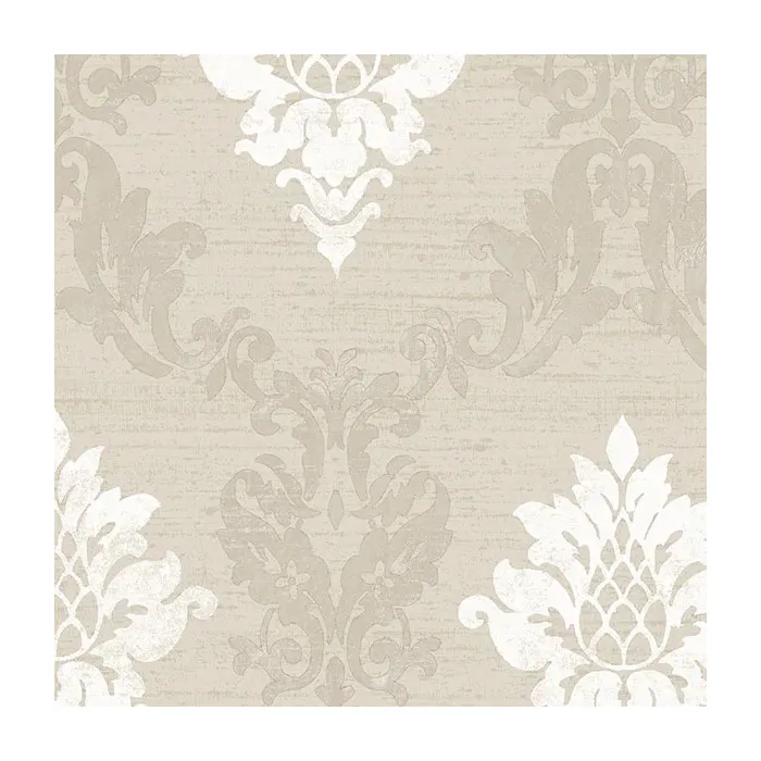 In-register Silk Damask Wallpaper Taupe, White, Beige Norwall Wallcovering IM36425