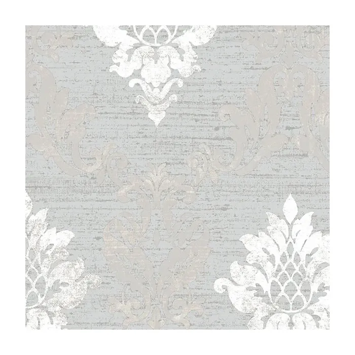 In-register Silk Damask Wallpaper Metallic Silver, Grey Norwall Wallcovering IM36426