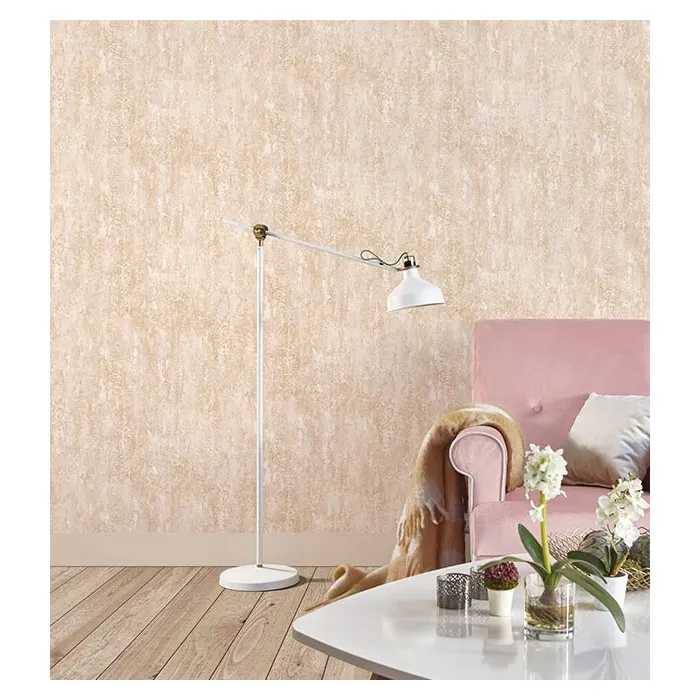 In-register Plaster Effect Wallpaper Pink, Metallic Gold Norwall Wallcovering IM36432