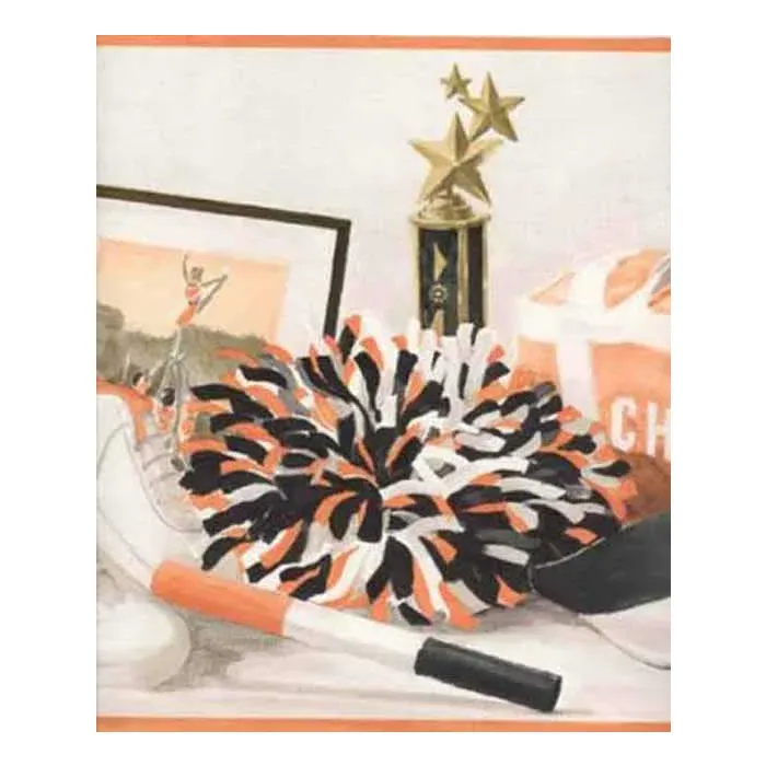Orange Cheerleading Wallpaper Border