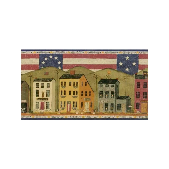 Patriotic Shaker House Wallpaper Border