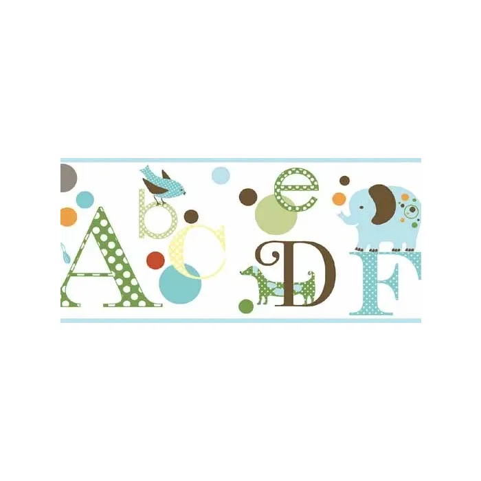 Polka Dots Animal and Alphabet Wallpaper Border