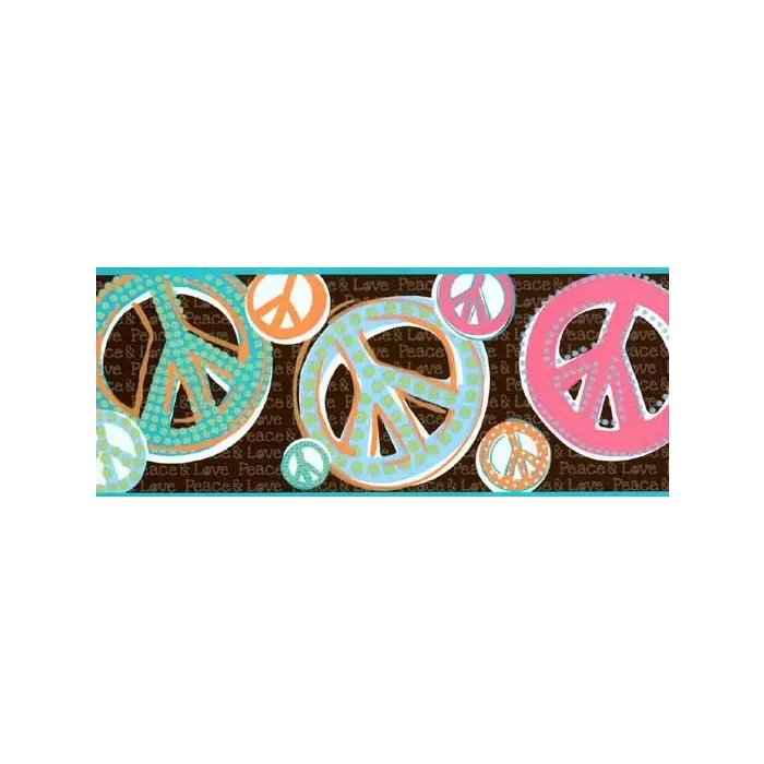 Peace and Love Glitter Wallpaper Border