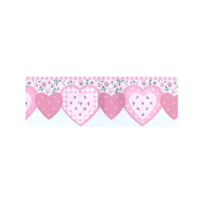 Heart and Rosebud Wallpaper Border
