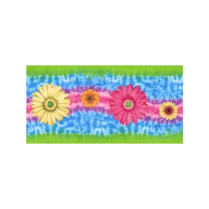 Green Tie Dyed Daisy Wallpaper Border