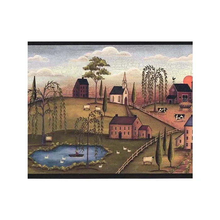 Willow Farm Black Wallpaper Border