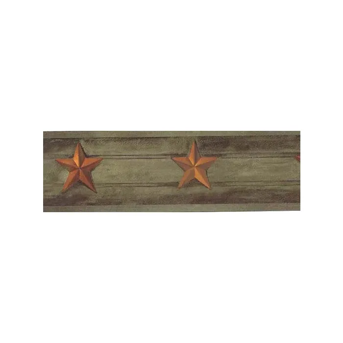 Green Primitive Barn Star Wallpaper Border