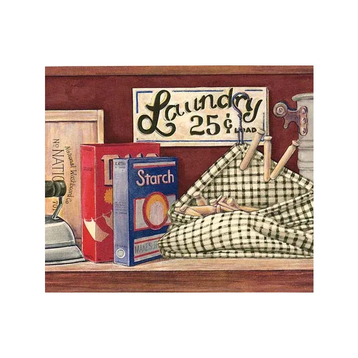 Brown Laundry 25 Cents Wallpaper Border