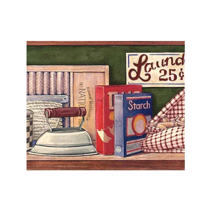 Green Laundry 25 Cents Wallpaper Border