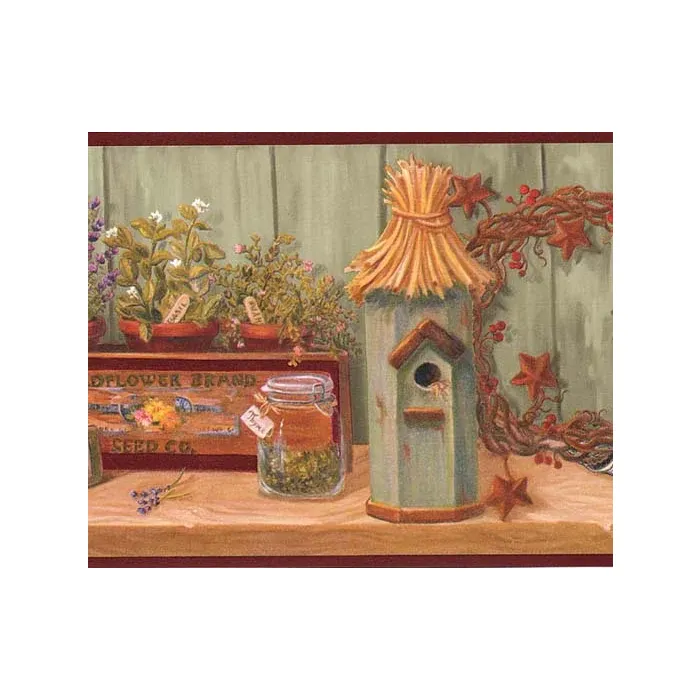 Burgundy Kitchen Collectibles Wallpaper Borde