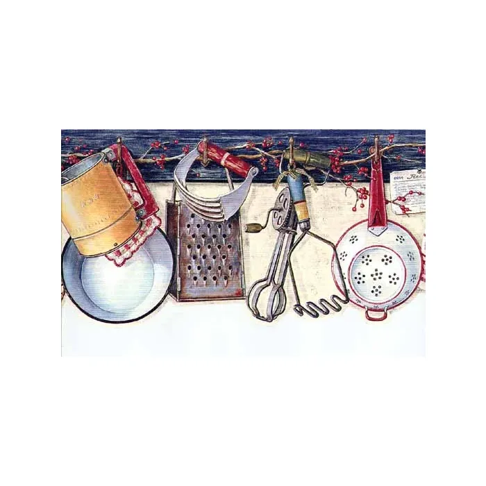 Blue Collectible Kitchen Wallpaper Border
