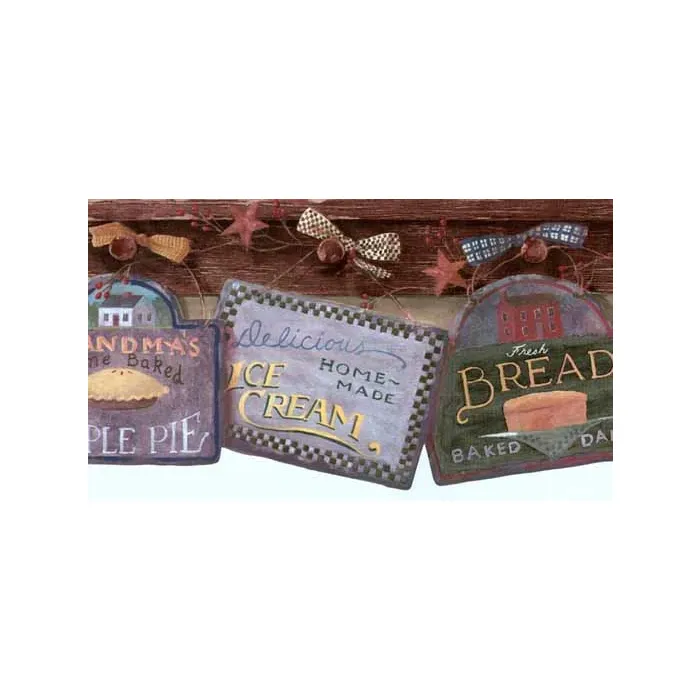 Burgundy Homemade Treats Wallpaper Border