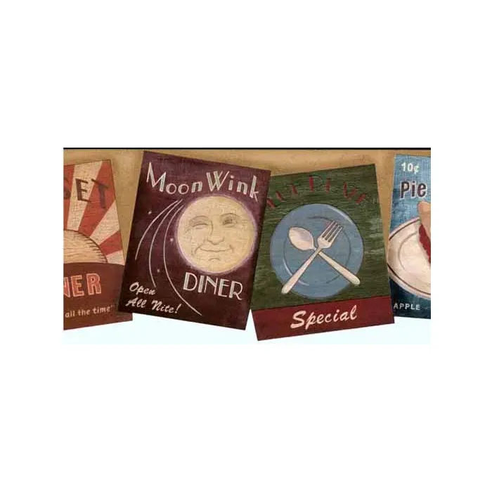 Diner Signs Wall Paper Border