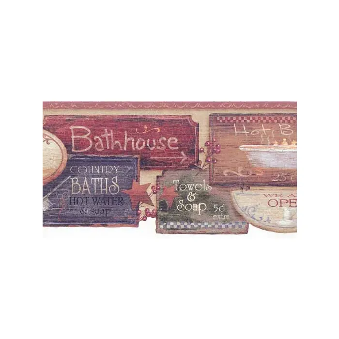 Bathroom Signs Wallpaper Border - York Wallcoverings