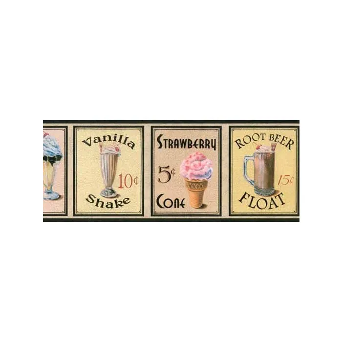 Black Soda Shop Wallpaper Border