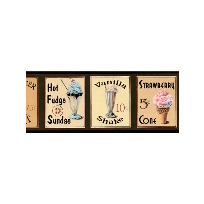 Green Soda Shop Wallpaper Border