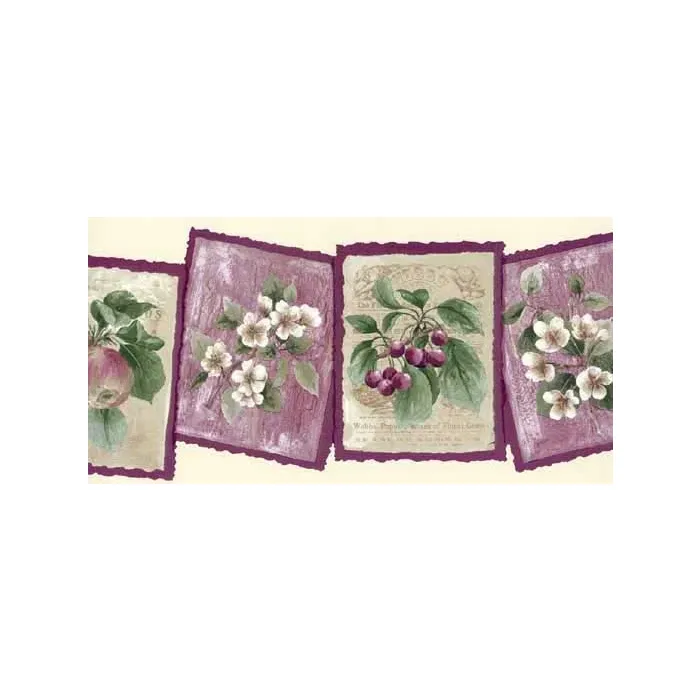 Framed Flower and Fruit Wallpaper Border