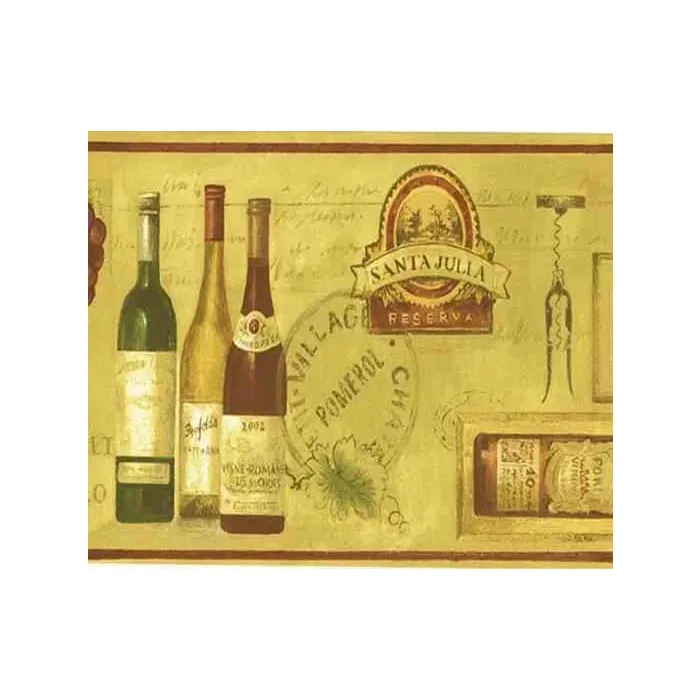 Wine Bottle and Label Wallpaper Border