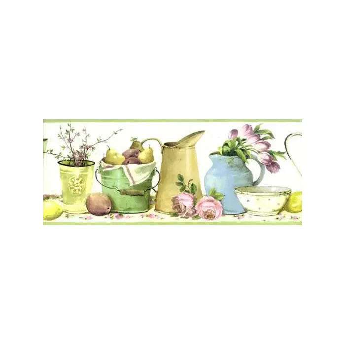 Light Green Kitchen Wallpaper Border - Patton Norwall
