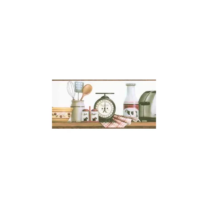 Burgundy Toaster Shelf Wallpaper Border
