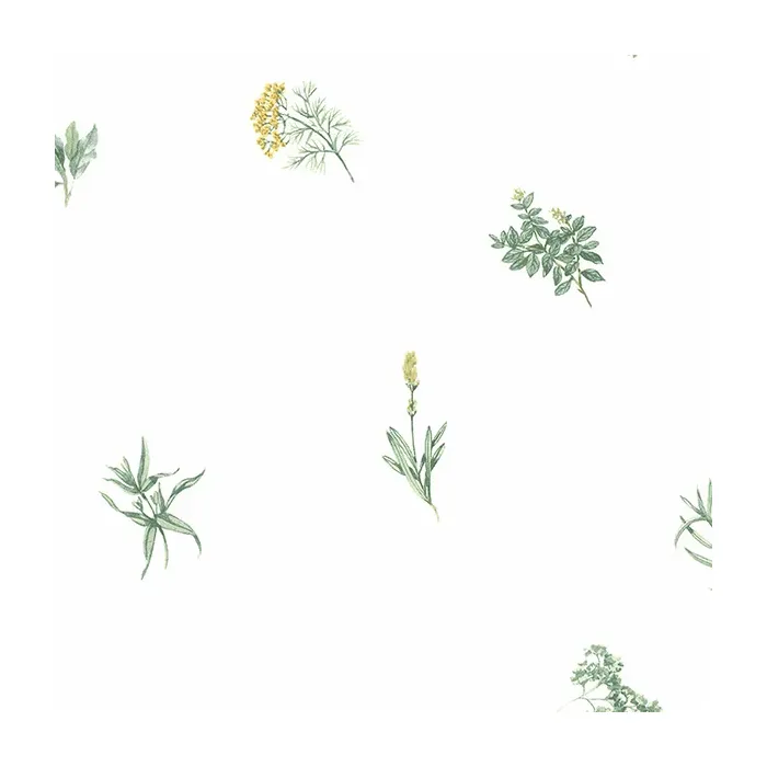Herb Sidewall Wallpaper Yellow, Greens Norwall Wallcovering KC18532