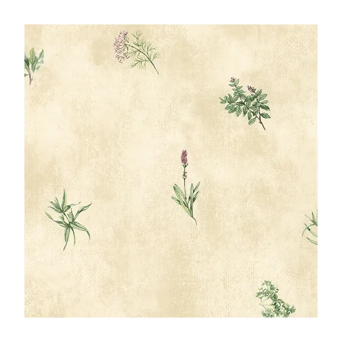 Herb Sidewall Wallpaper Cream, Pink, Green Norwall Wallcovering KC18535