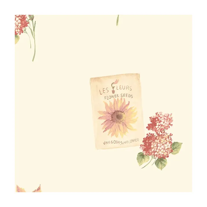 Grains De Tournesol Wallpaper Cream, Yellow, Red Norwall Wallcovering KC28510