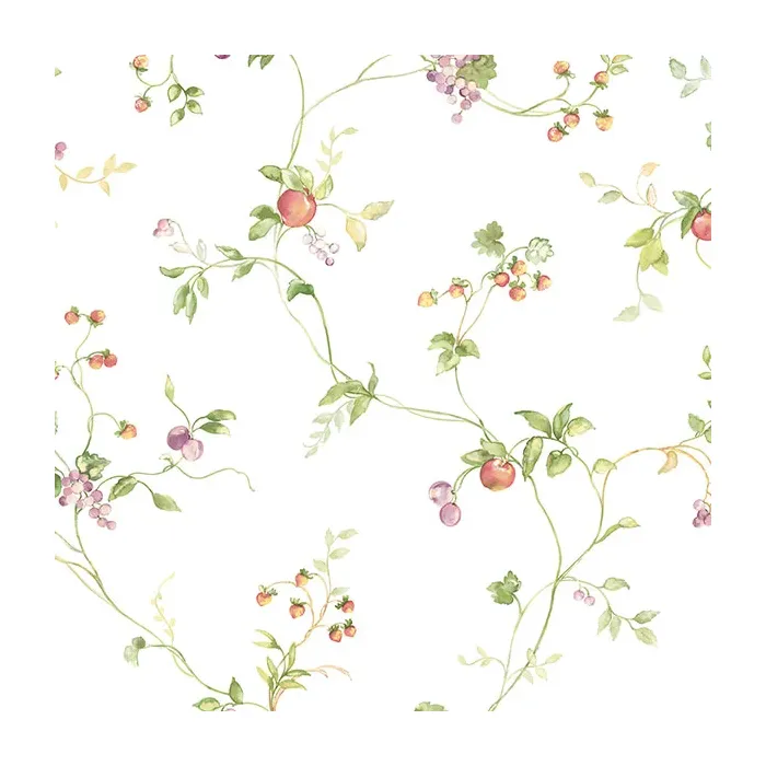 Mini Fruit Trail Wallpaper Pink, Purple, Green Norwall Wallcovering KC28534