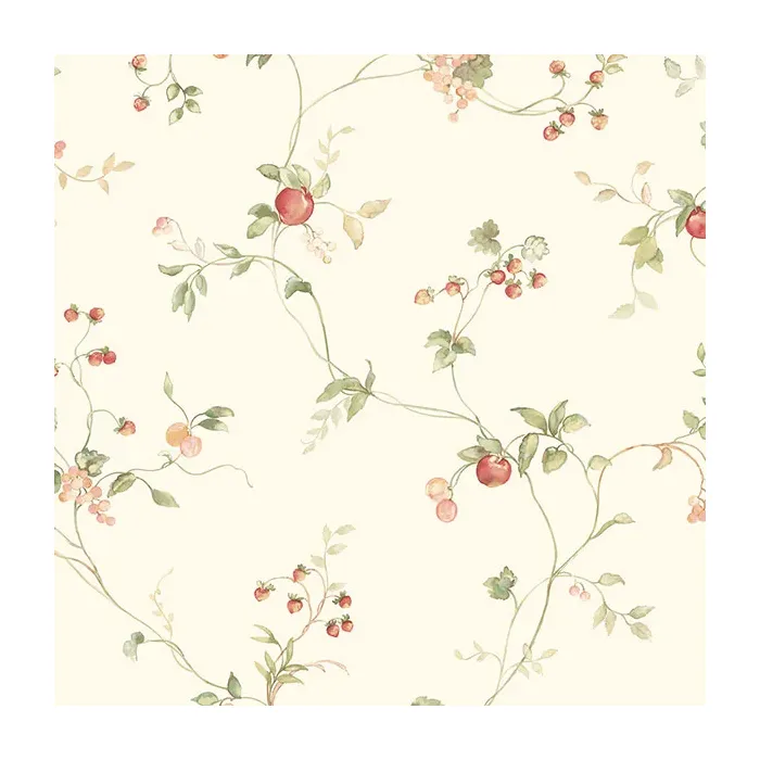 Mini Fruit Trail Wallpaper Red, Green, Cream Norwall Wallcovering KC28535