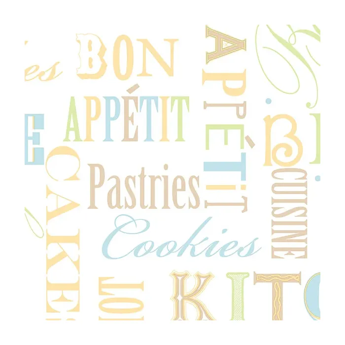 Kitchen Script Wallpaper Orange, Brown, Green, Blue Norwall Wallcovering KC28541