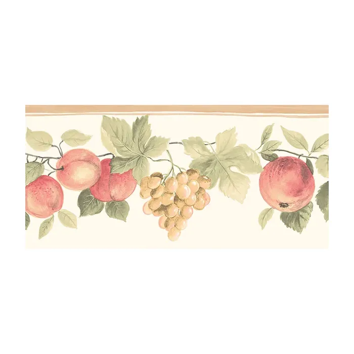 Hybrid Fruit Wallpaper Border Beige, Green, Red Norwall Wallcovering KC78350DC