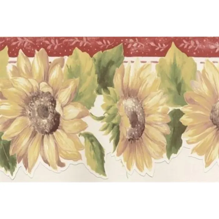 Tournesol Wallpaper Border Red, Green, Yellow Norwall Wallcovering KC78356