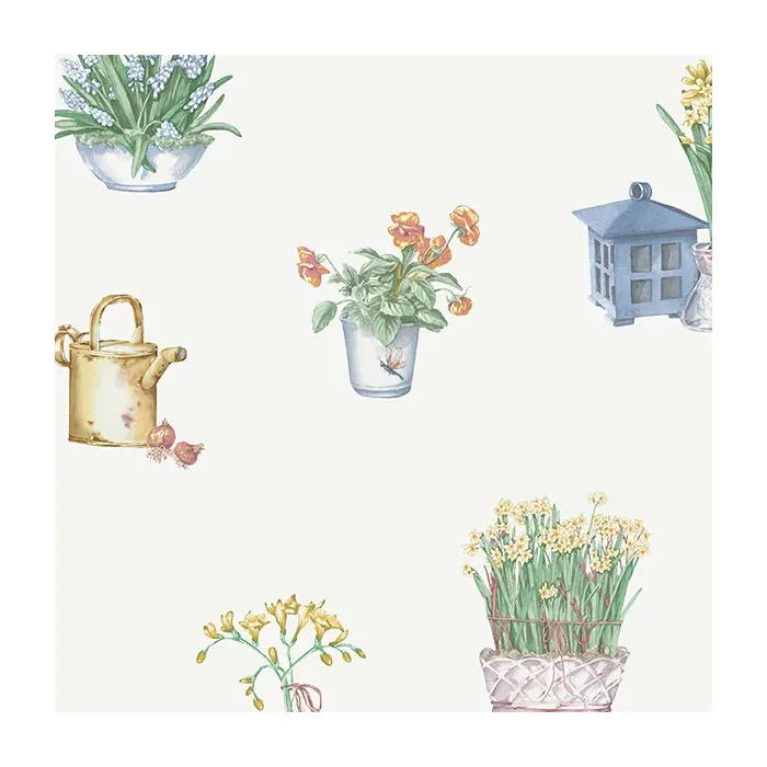 Gardening Sidewall Wallpaper Blue, Yellow, Green Norwall Wallcovering KE29919