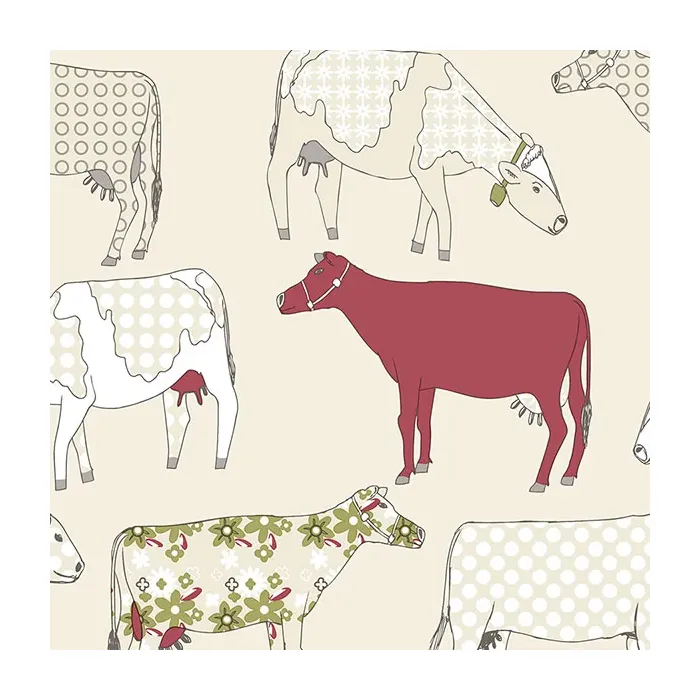 Cow Parade Wallpaper Red, Cream Norwall Wallcovering KE29930