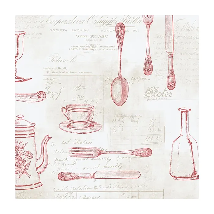 Cutlery Sidewall Wallpaper Red, Tan Norwall Wallcovering KE29938