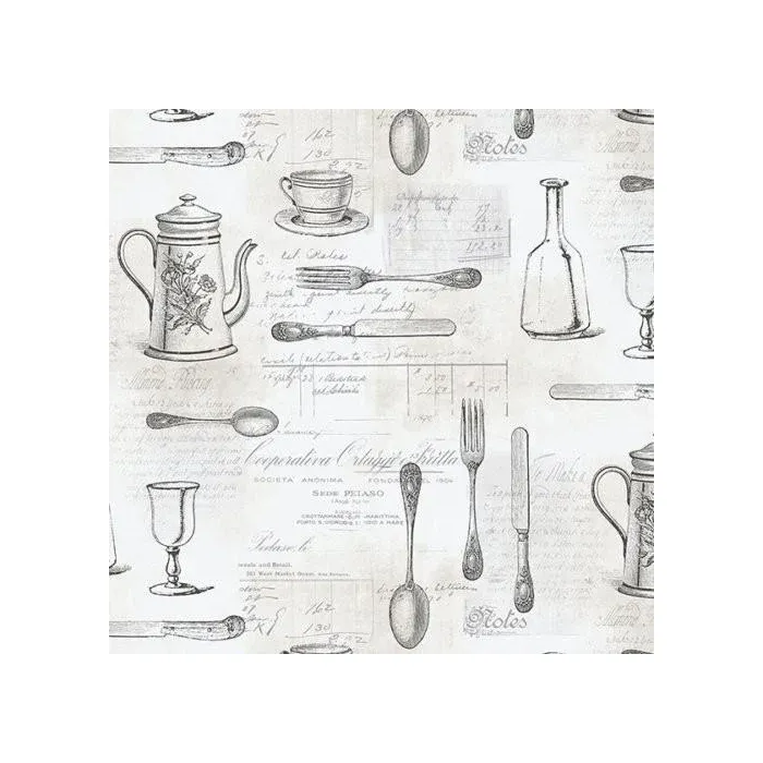 Cutlery Sidewall Wallpaper Black, Tan Norwall Wallcovering KE29939