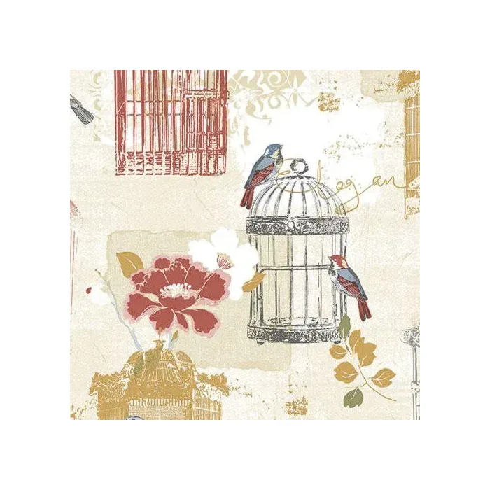 Victorian Birdcage Wallpaper Red, Yellow, Blue Norwall Wallcovering KE29945