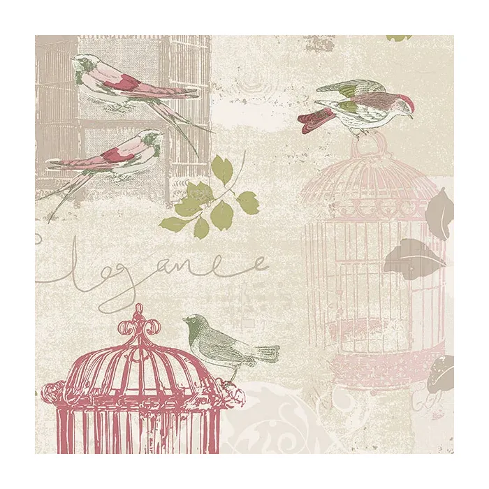 Victorian Birdcage Wallpaper Beige, Pink Norwall Wallcovering KE29947