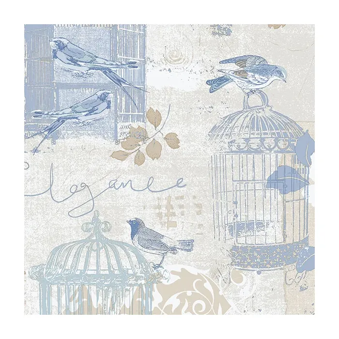 Victorian Birdcage Wallpaper Blue, Beige Norwall Wallcovering KE29948
