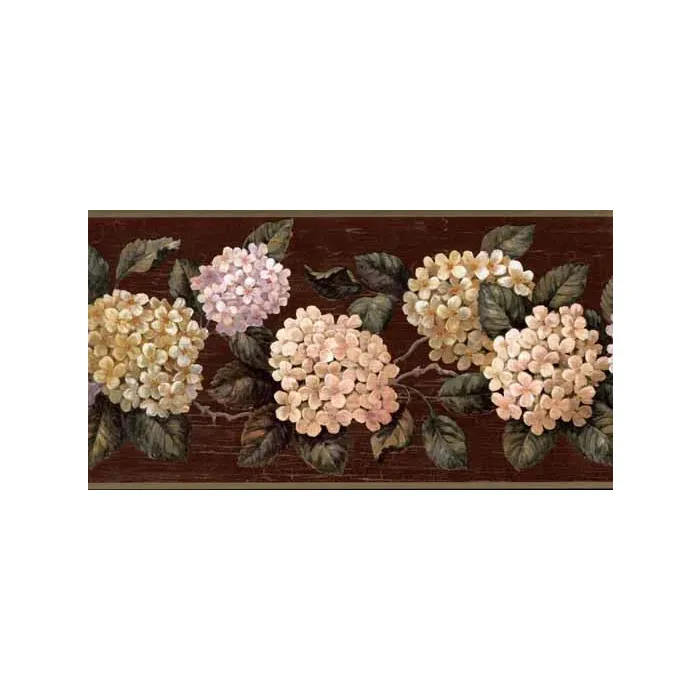 Burgundy Hydrangea Wall Paper Border