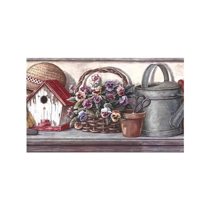 Gray Gardening Items Wall Paper Border