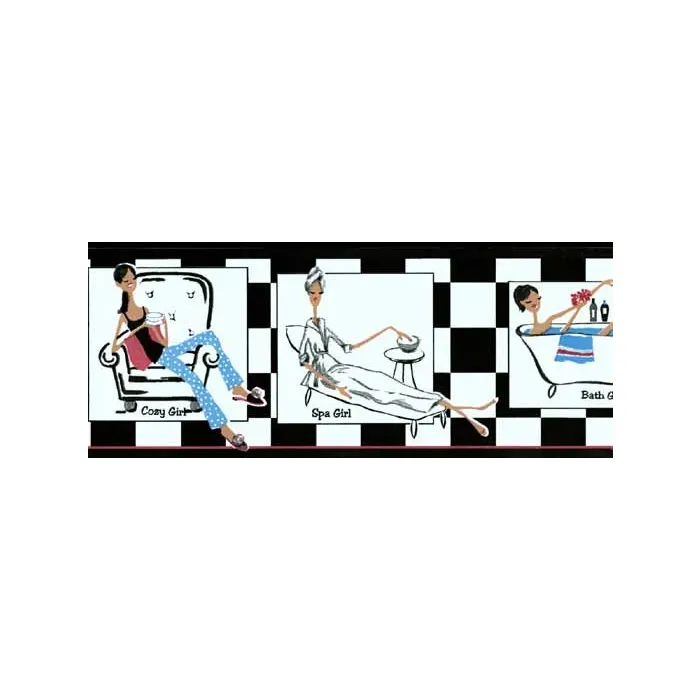 Black and White Pampered Girl Wallpaper Border