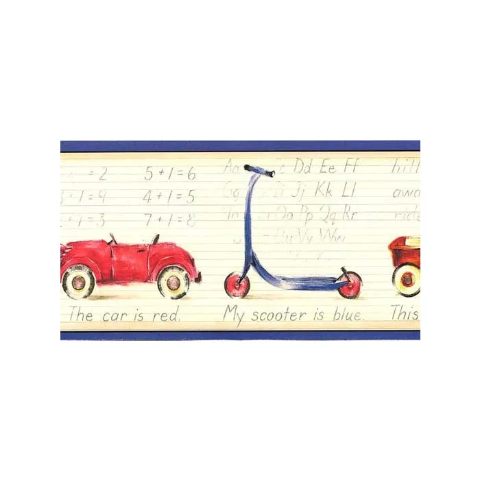Blue Childrens Wheelie Wallpaper Border