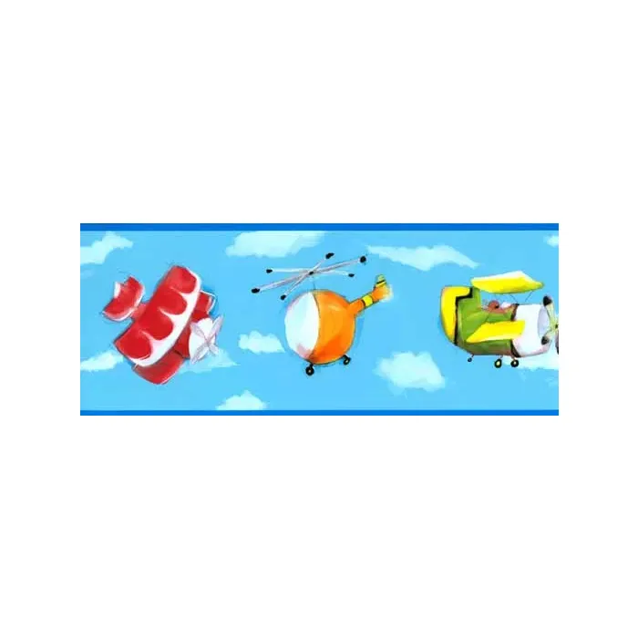Airplanes on Blue Wall Paper Border
