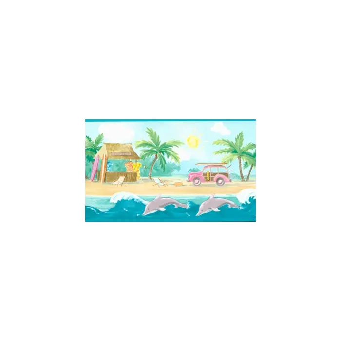 Teal Beach Club Wallpaper Border KL2909B- 2rolls left