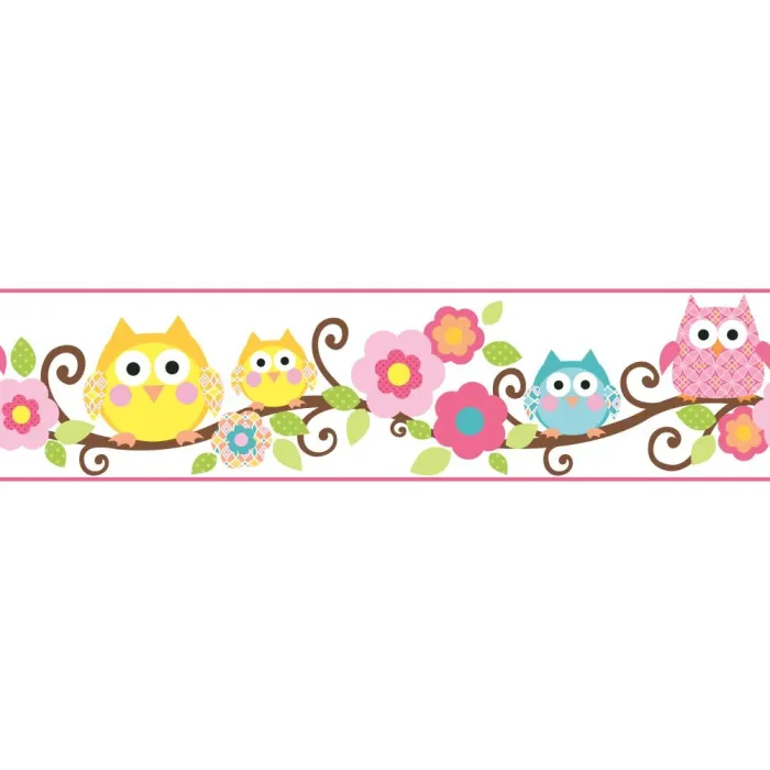 Fun Owl Branch Wallpaper Border KS2212BD