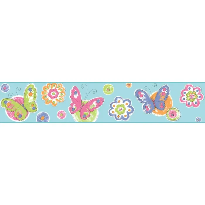 Blue Butterfly Circle Wallpaper Border KS2249BD